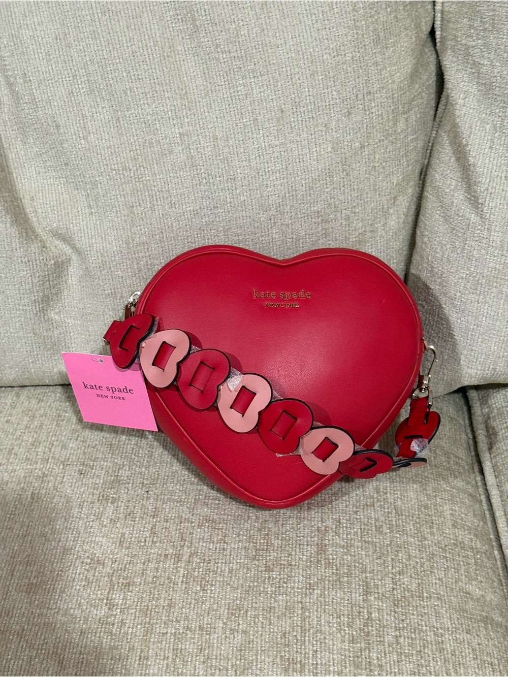 kate spade Red Heartbreaker Crossbody with Pink Accent Strap